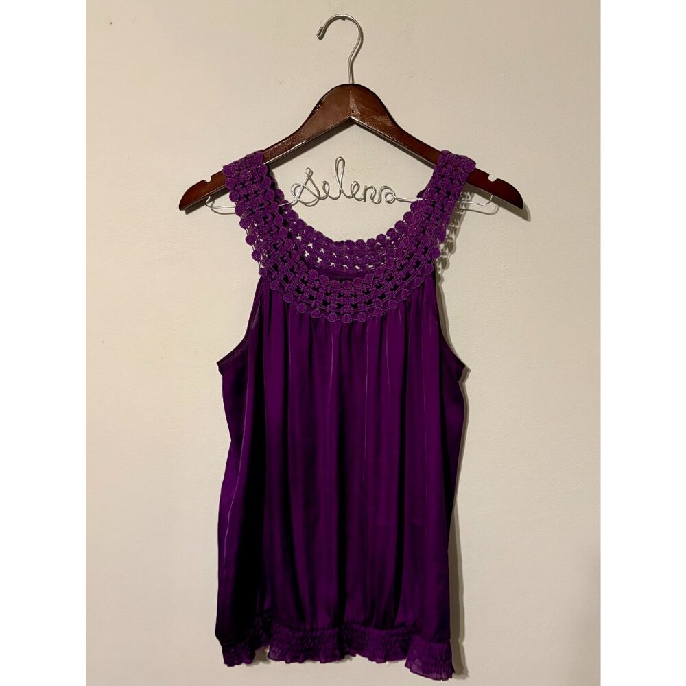 Apt 9 Size L Purple Lace Collared Sleeveless Blouse